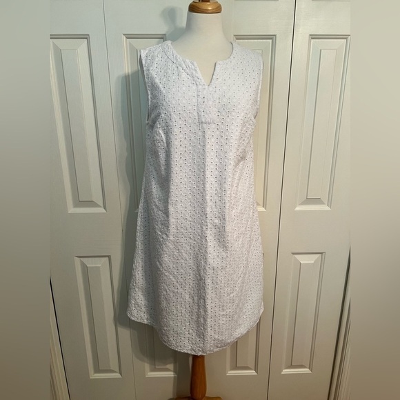 EUC Kim Rogers white eyelet sleeveless dress size Large - Picture 6 of 8